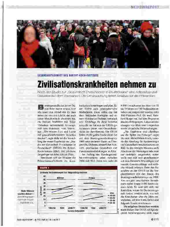 Vorschauseite 1: Zivilisationskrankheiten nehmen zu