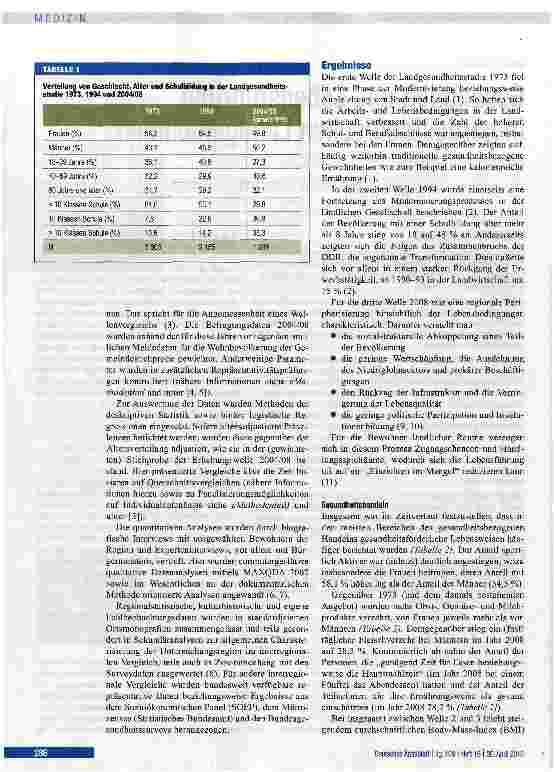 Vorschauseite 2: Gesundheit und Lebensführung in nordostdeutschen Landgemeinden