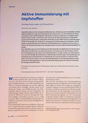 Vorschauseite 3: Aktive Immunisierung mit Impfstoffen. Wichtige Neuerungen und Perspektiven