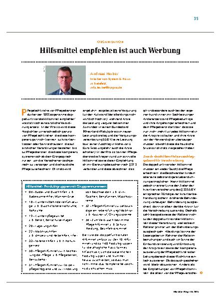 Vorschauseite 1: Hilfsmittel empfehlen ist auch Werbung
