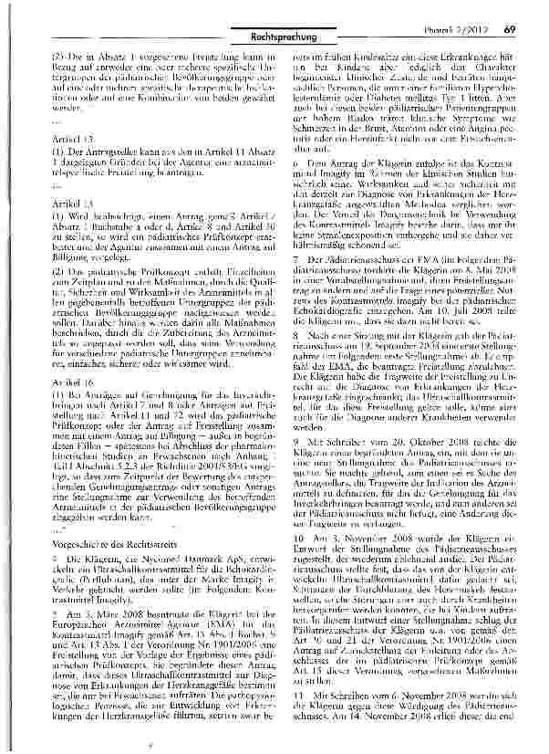 Vorschauseite 3: Arzneimittelgenehmigung - Freistellung von der Vorlage der Ergebnisse eines pädiatrischen Prüfkonzepts VO (EG) Nr. 1901/2006 Art. 2