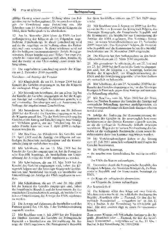 Vorschauseite 4: Arzneimittelgenehmigung - Freistellung von der Vorlage der Ergebnisse eines pädiatrischen Prüfkonzepts VO (EG) Nr. 1901/2006 Art. 2