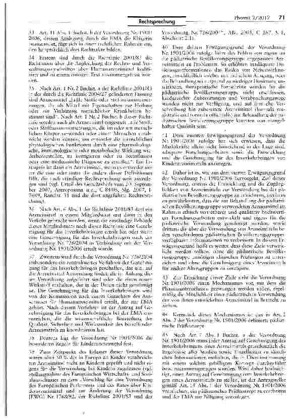 Vorschauseite 5: Arzneimittelgenehmigung - Freistellung von der Vorlage der Ergebnisse eines pädiatrischen Prüfkonzepts VO (EG) Nr. 1901/2006 Art. 2