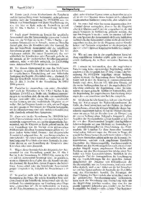 Vorschauseite 6: Arzneimittelgenehmigung - Freistellung von der Vorlage der Ergebnisse eines pädiatrischen Prüfkonzepts VO (EG) Nr. 1901/2006 Art. 2