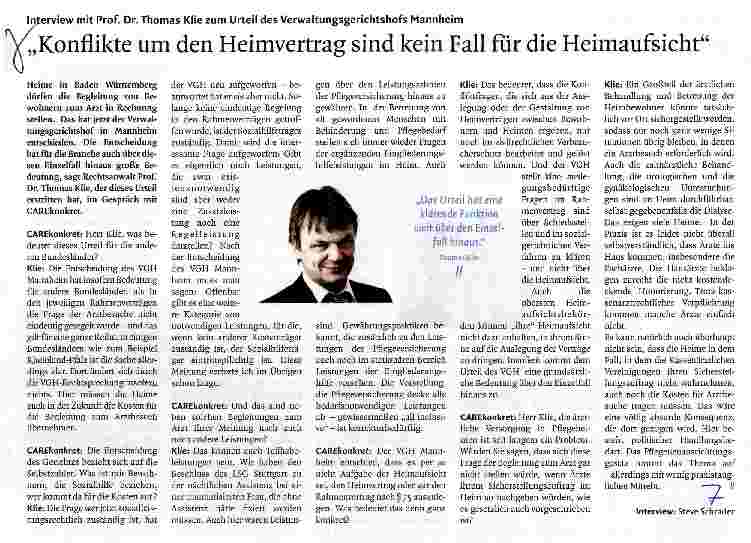 Vorschauseite 1: „Konflikte um den Heimvertrag sind kein Fall für die Heimaufsicht
