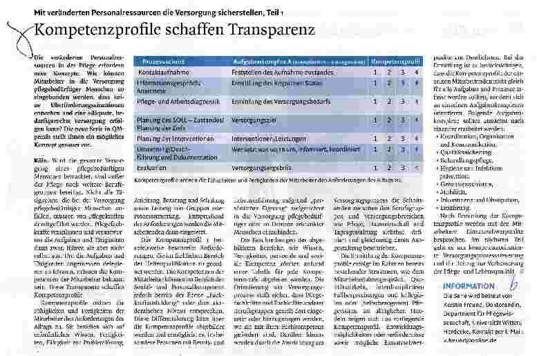 Vorschauseite 1: Kompetenzprofile schaffen Transparenz