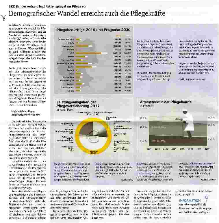 Vorschauseite 1: Demografischer Wandel erreicht auch die Pflegekräfte