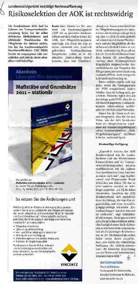 Vorschauseite 1: Risikoselektion der AOK ist rechtswidrig