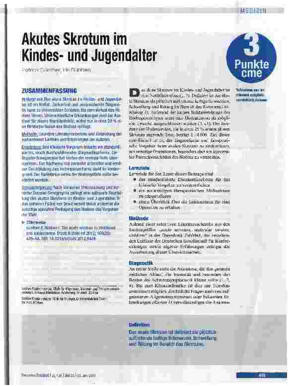 Vorschauseite 1: Akutes Skrotum im Kindesund Jugendalter