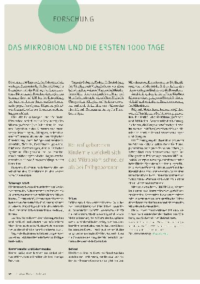 Vorschauseite 1: Das Mikrobiom und die ersten 1000 Tage