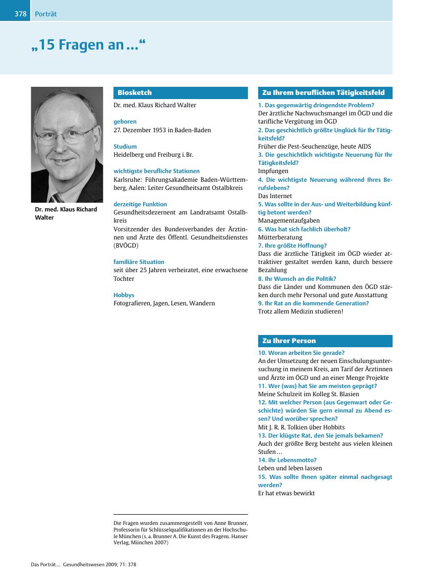 Vorschauseite 1: „15 Fragen an …”