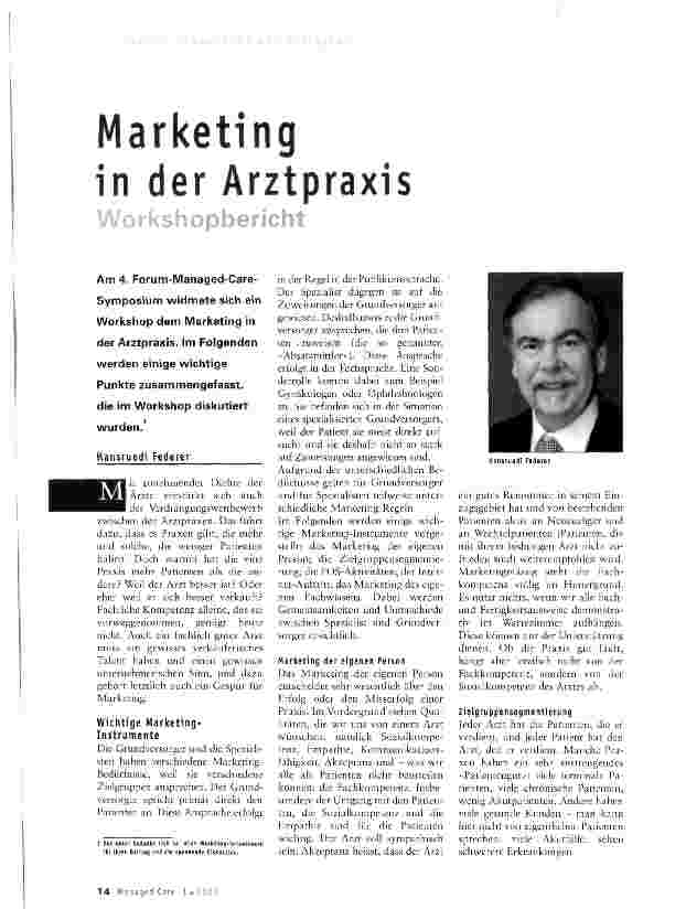 Vorschauseite 1: Marketing in der Arztpraxis