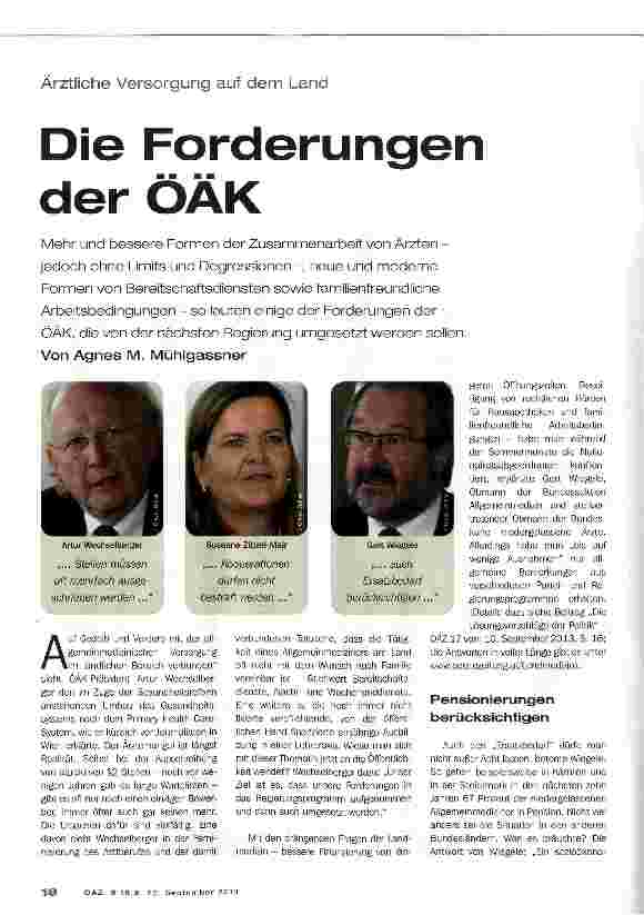 Vorschauseite 1: Die Forderungen der ÖÄK