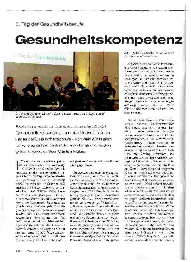 Vorschauseite 1: 3. Tag der Gesundheitsberufe Gesundheitskompetenz stärken