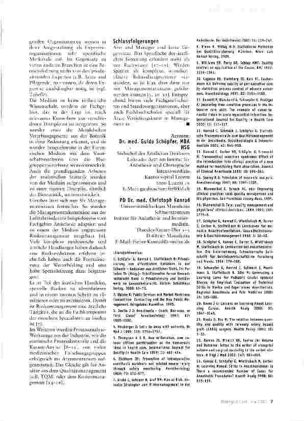 Vorschauseite 3: Reflexionen zum Thema «Arzt und/oder Manager?» aus historischer Perspektive
