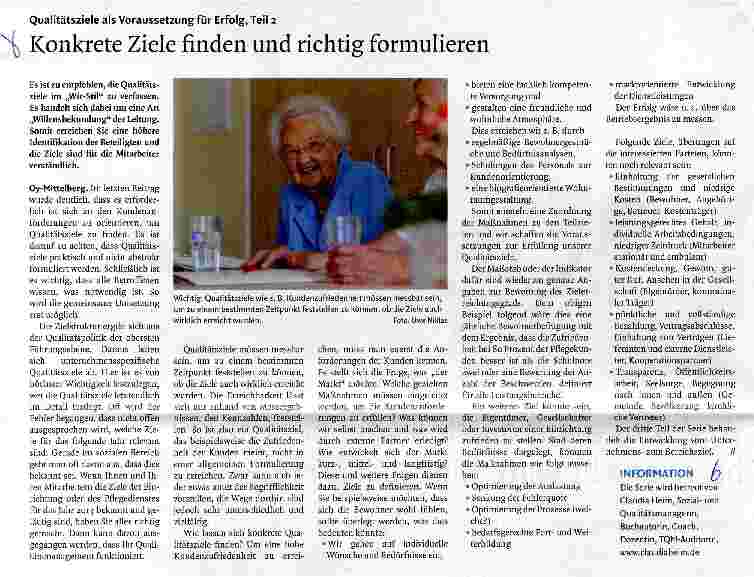 Vorschauseite 1: Qualitätsziele als Voraussetzung für Erfolg, Teil 2 Konkrete Ziele finden und richtig formulieren