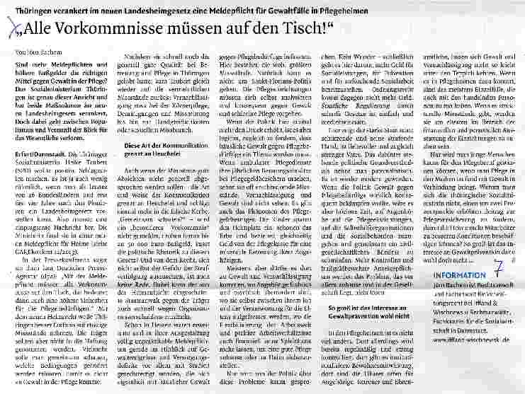 Vorschauseite 1: Alle Vorkommnisse müssen auf den Tisch