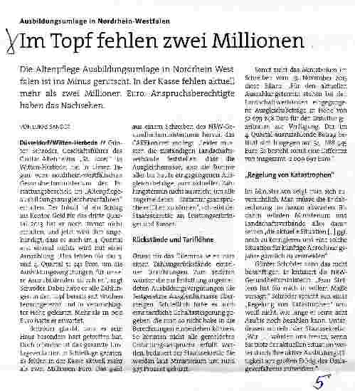 Vorschauseite 1: Im Topf fehlen zwei Millionen