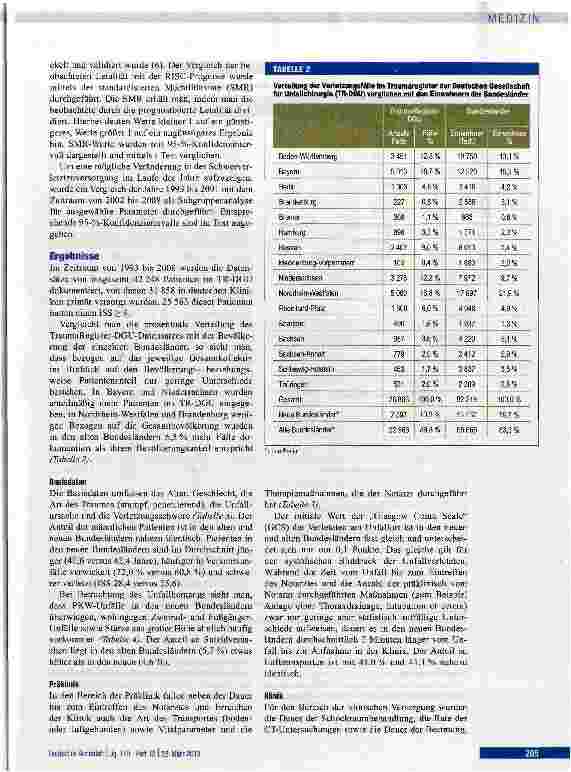 Vorschauseite 3: Vergleich der Schwerverletztenversorgung in den neuen und alten deutschen Bundesländern