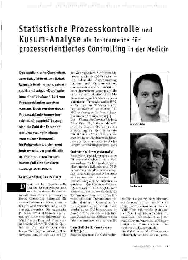 Vorschauseite 1: Statistische Prozesskontrolle und KuSUm-Analyse als Instrumente für prozessorientiertes Controlling in der Medizin