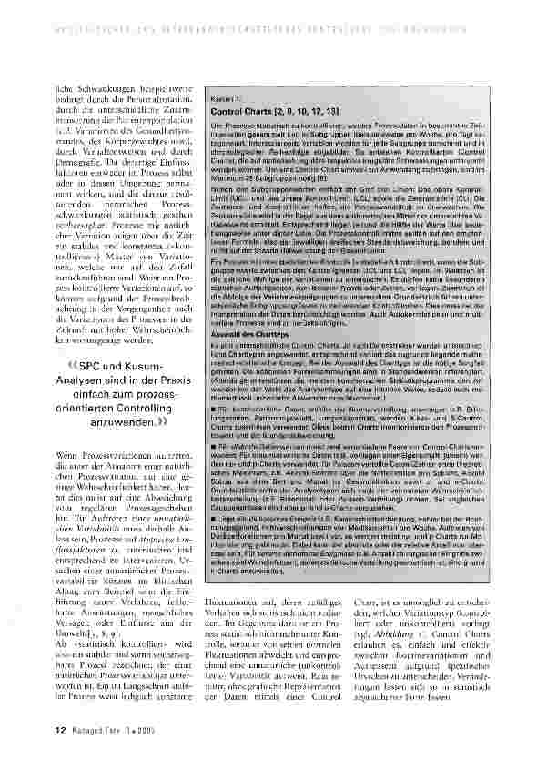 Vorschauseite 2: Statistische Prozesskontrolle und KuSUm-Analyse als Instrumente für prozessorientiertes Controlling in der Medizin