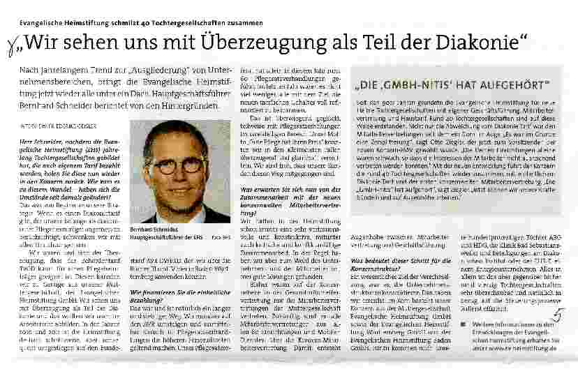 Vorschauseite 1: Wir sehen uns mit Überzeugung als Teil der Diakonie