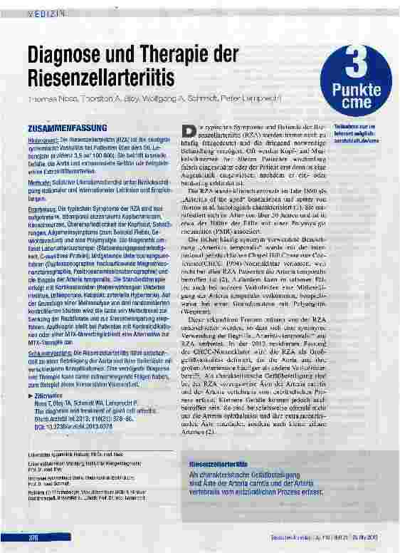 Vorschauseite 1: Diagnose und Therapie der Riesenzellarteriitis