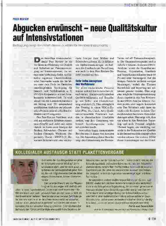 Vorschauseite 1: Abgucken erwünscht - neue Qualitätskultur auf Intensivstationen