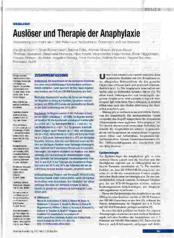 Vorschauseite 1: Auslöser und Therapie der Anaphylaxie