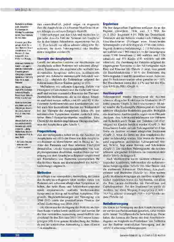 Vorschauseite 2: Auslöser und Therapie der Anaphylaxie