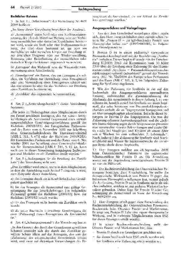 Vorschauseite 2: Konjugierter Pneumokokken-Impfstoff — Ergänzendes Schutzzertifikat für ArzneimittelVO (EG) Nr. 469/2009