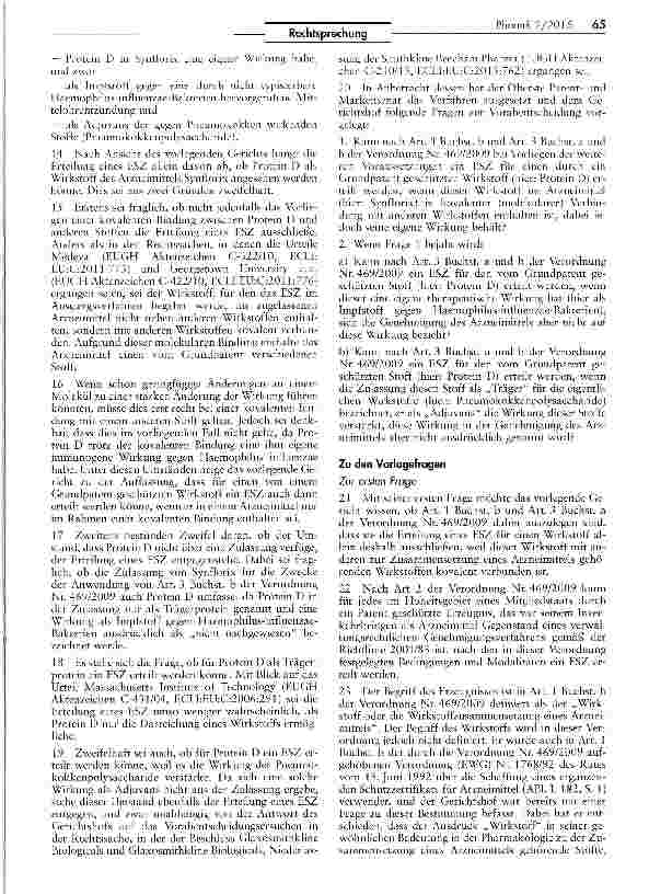 Vorschauseite 3: Konjugierter Pneumokokken-Impfstoff — Ergänzendes Schutzzertifikat für ArzneimittelVO (EG) Nr. 469/2009