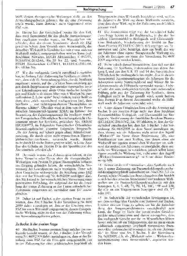 Vorschauseite 5: Konjugierter Pneumokokken-Impfstoff — Ergänzendes Schutzzertifikat für ArzneimittelVO (EG) Nr. 469/2009