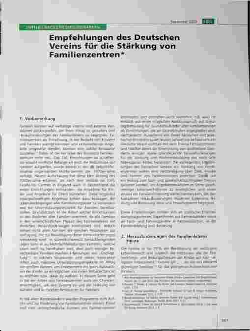 Vorschauseite 1: Empfehlungen des Deutschen Vereins für die Stärkung von Familienzentren.