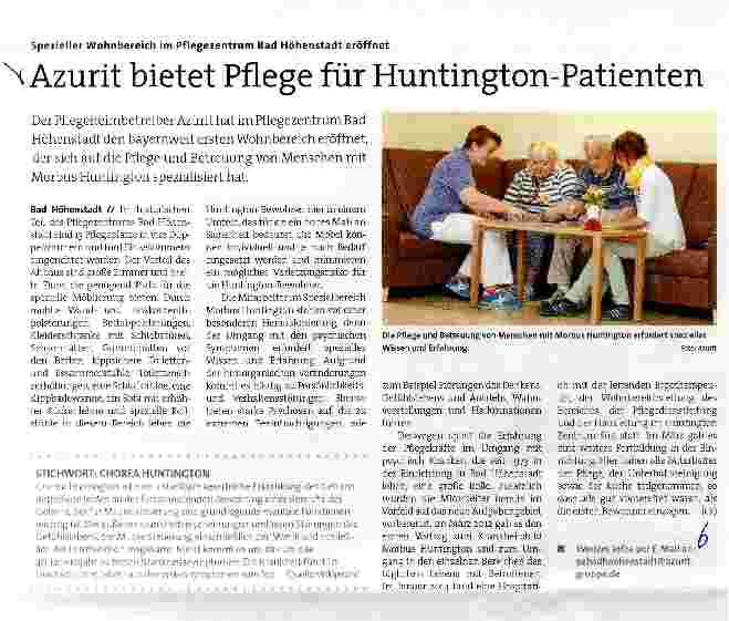 Vorschauseite 1: Azurit bietet Pflege für Huntington-Patienten