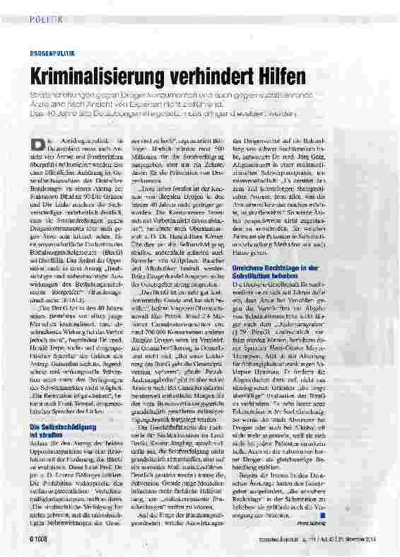 Vorschauseite 1: Kriminalisierung verhindert Hilfen