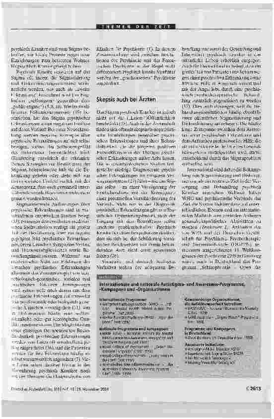 Vorschauseite 2: Psychisch Kranke. Stigma erschwert Behandlung und Integration