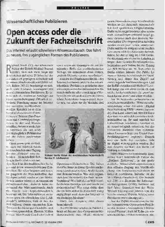Vorschauseite 1: Open access oder die Zukunft der Fachzeitschrift
