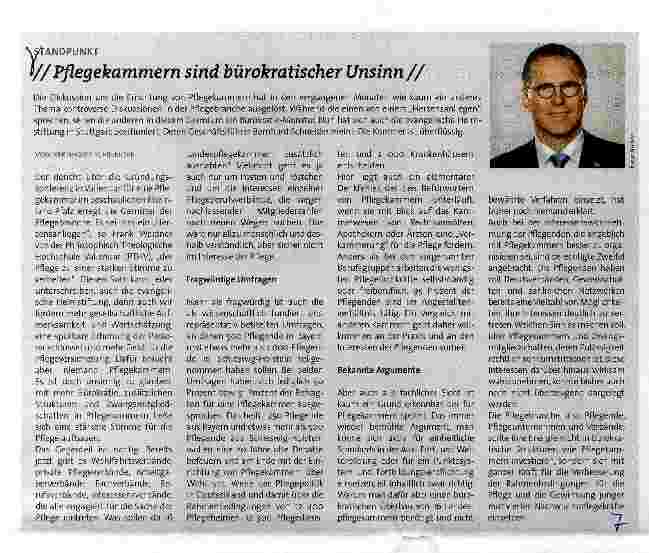 Vorschauseite 1: STANDPUNKT Pflegekammern sind bürokratischer Unsinn