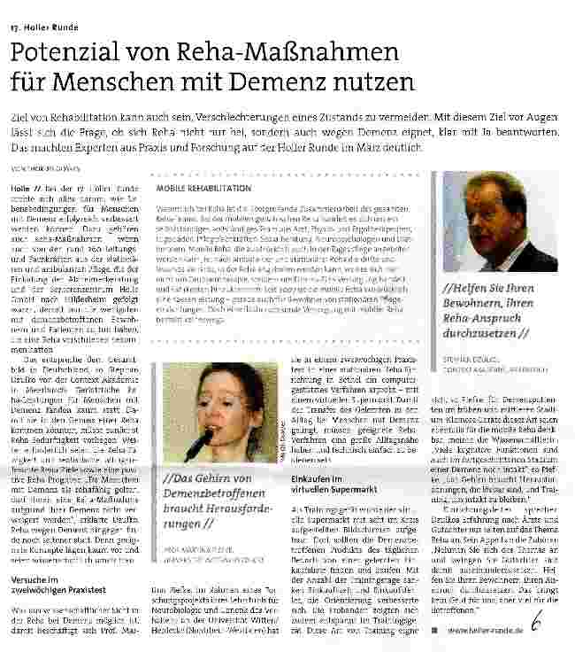 Vorschauseite 1: Potenzial von Reha-Maßnahmen für Menschen mit Demenz nutzen