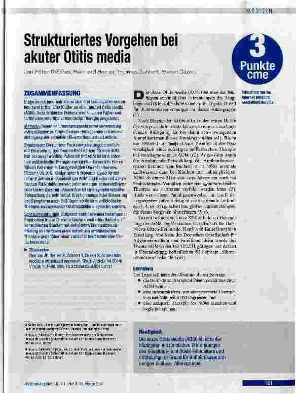 Vorschauseite 1: Strukturiertes Vorgehen bei akuter Otitis media