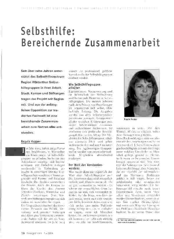 Vorschauseite 1: Selbsthilfe: Bereichernde Zusammenarbeit