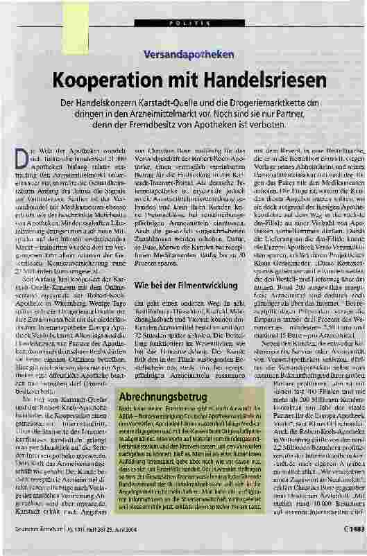 Vorschauseite 1: Kooperation mit Handelsriesen