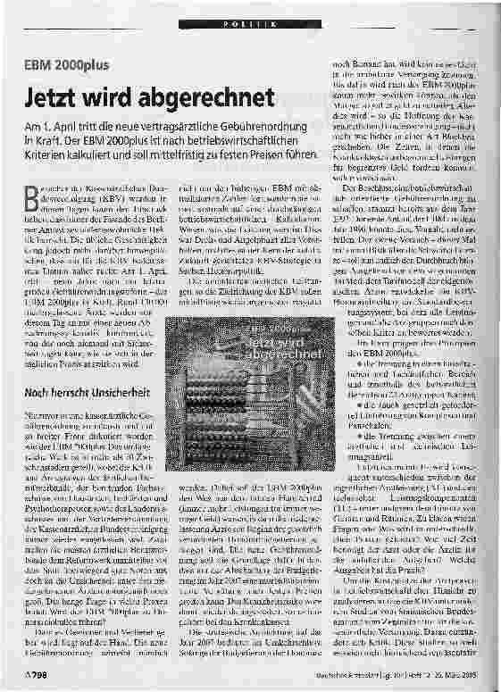 Vorschauseite 1: Jetzt wird abgerechnet - EBM 2000plus