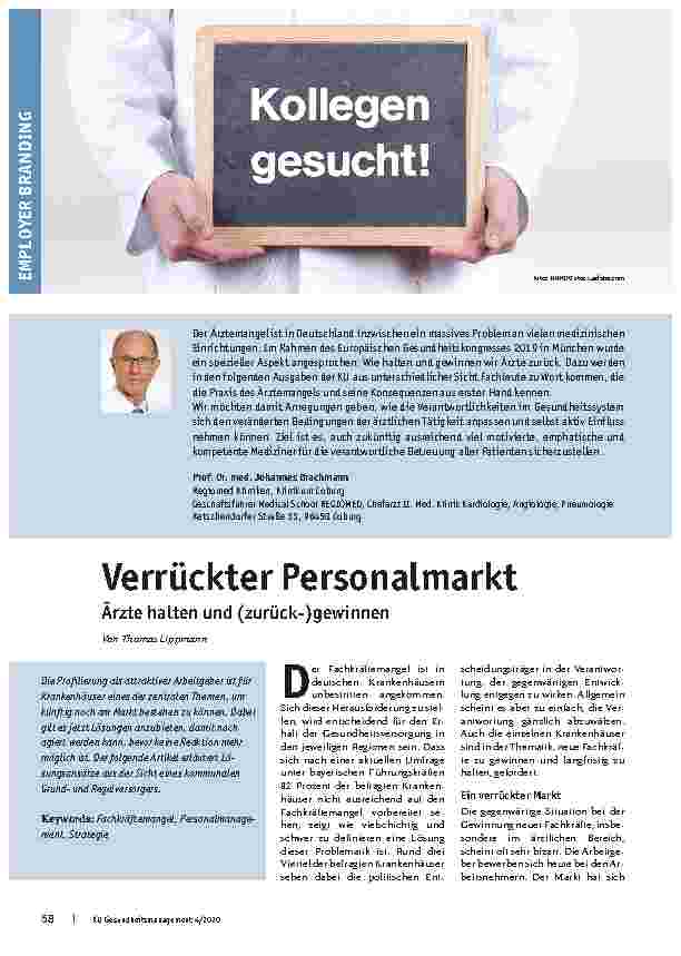Vorschauseite 1: Verrückter Personalmarkt: Ärzte halten und (zurück-)gewinnen