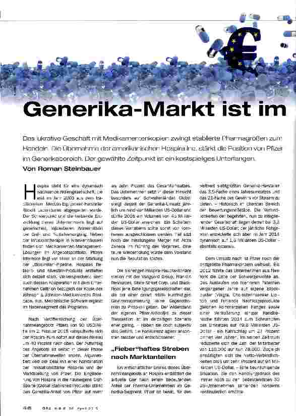 Vorschauseite 1: Generika-Markt ist im Umbruch