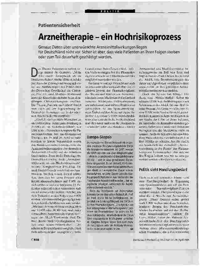 Vorschauseite 1: Arzneitherapie - ein Hochrisikoprozess