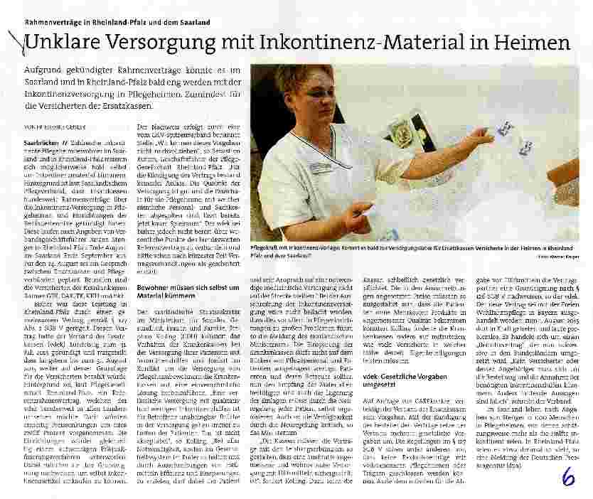 Vorschauseite 1: Unklare Versorgung mit Inkontinenz-Material in Heimen