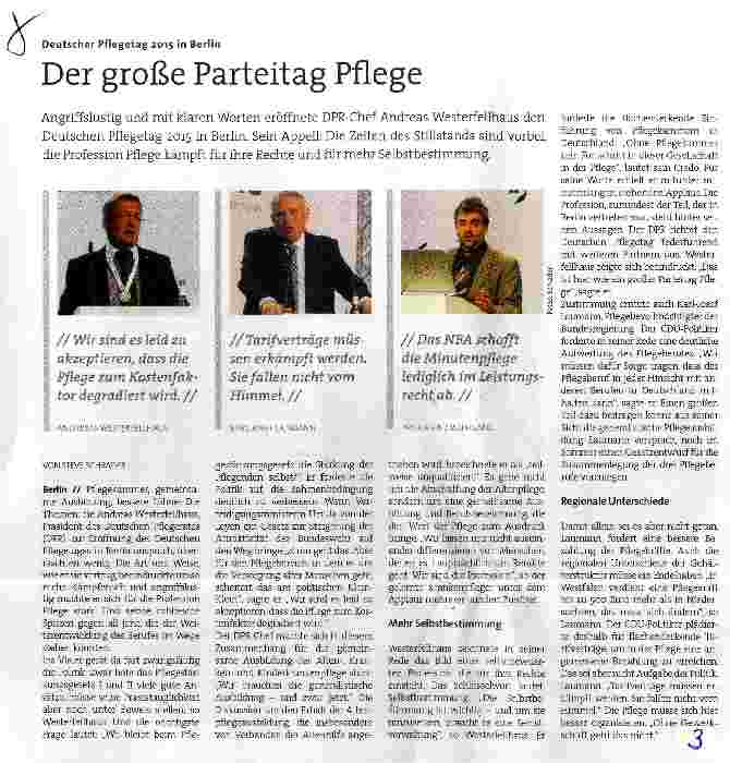 Vorschauseite 1: Der große Parteitag Pflege