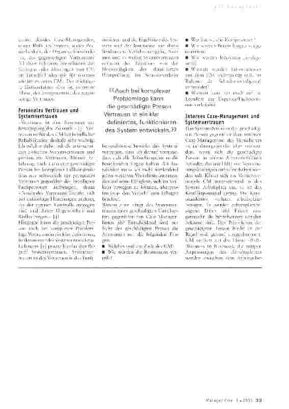 Vorschauseite 2: Internes oder externes Case-Management? - Systemvertrauen als Schlüsselkriterium